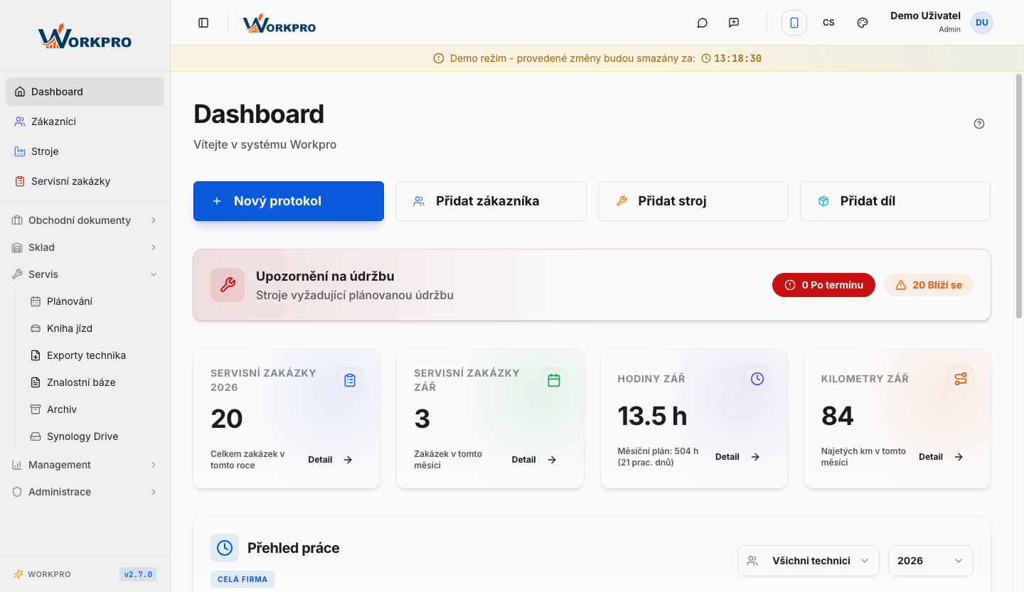 Centrální Dashboard a automatické hlídání údržby strojů